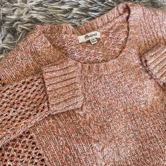 Madewell Marled Plaza Sweater Pullover Crew Neck Marled Open Peach Knit XXS - Picture 14 of 16